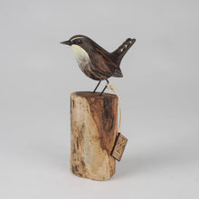 Load image into Gallery viewer, Hand Carved Wren on Stump by Archipelago