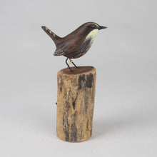 Load image into Gallery viewer, Hand Carved Wren on Stump by Archipelago
