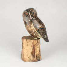 Load image into Gallery viewer, Hand Carved Wooden Tawny Owl on Log by Archipelago