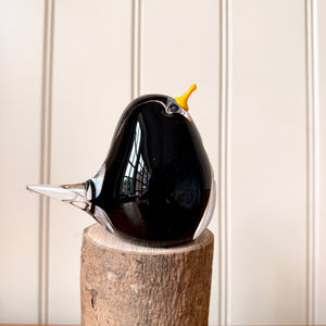 Glass Blackbird  Large Bird Sculpture Ornament