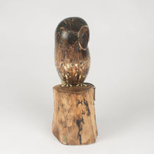 Load image into Gallery viewer, Hand Carved Wooden Tawny Owl on Log by Archipelago
