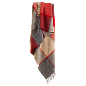 Tweedmill Block Check Throw - Red & Slate Blanket Pure New Wool
