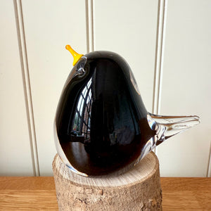 Glass Blackbird  Large Bird Sculpture Ornament
