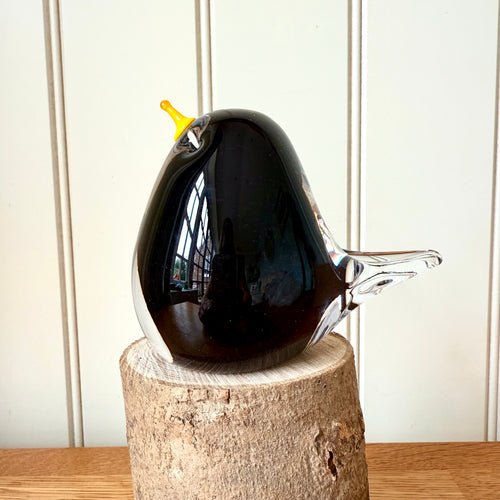 Glass Blackbird  Large Bird Sculpture Ornament
