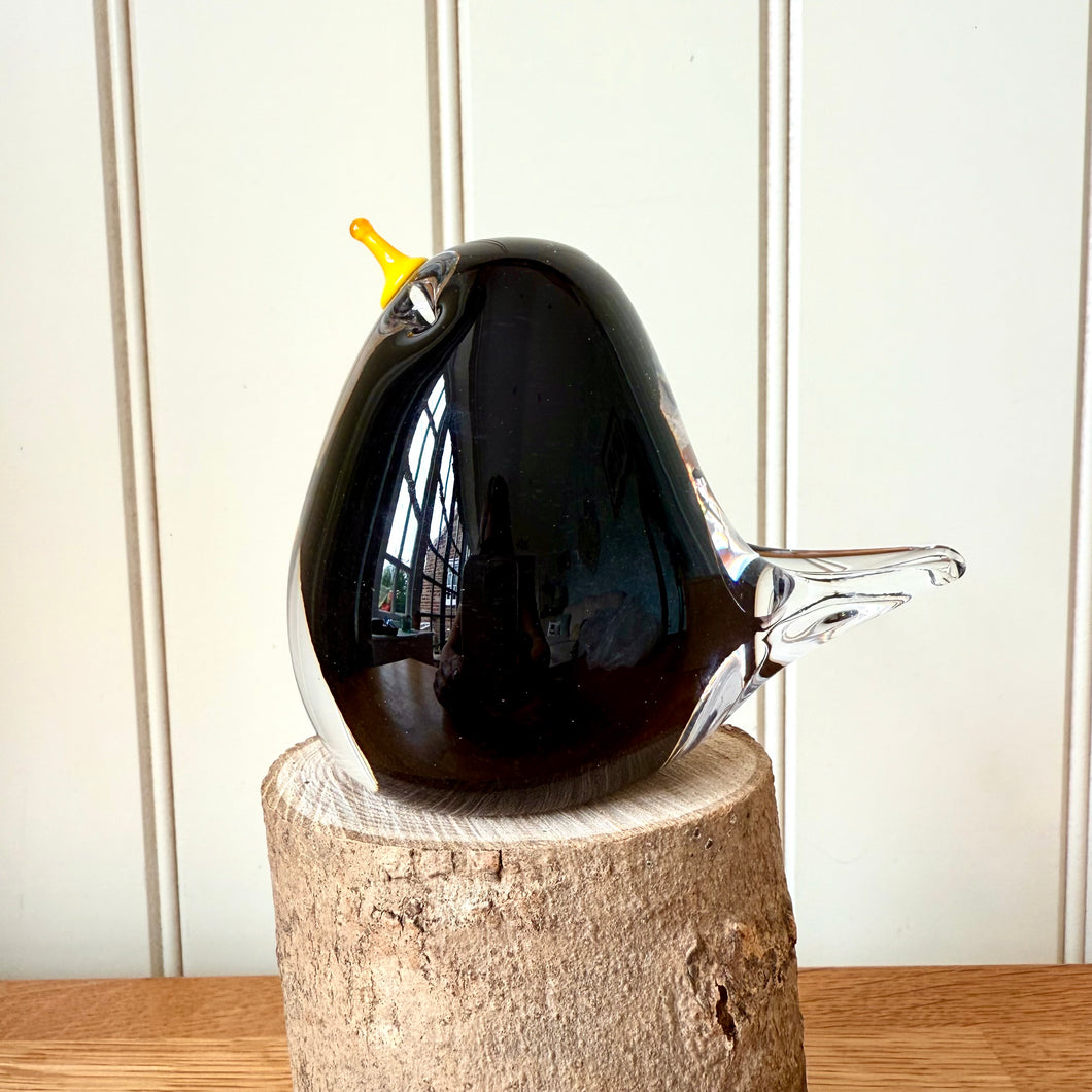 Glass Blackbird  Large Bird Sculpture Ornament