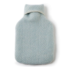 Load image into Gallery viewer, Tweedmill Pure New Wool Hot Water Bottle Fishbone Duck Egg