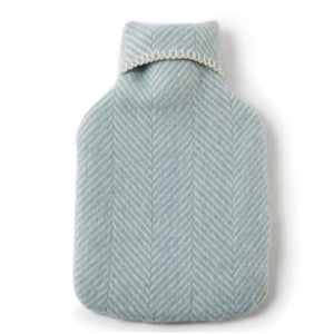 Tweedmill Pure New Wool Hot Water Bottle Fishbone Duck Egg