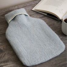 Load image into Gallery viewer, Tweedmill Pure New Wool Hot Water Bottle Fishbone Duck Egg