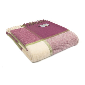 Tweedmill Block Check Knee Rug - Raspberry Blanket Pure New Wool