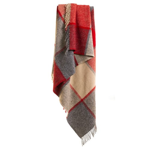 Tweedmill Block Check Knee Rug - Red & Slate Blanket Pure New Wool