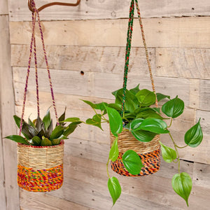 Artisan Hanging Plant Basket - Medium Cylindrical