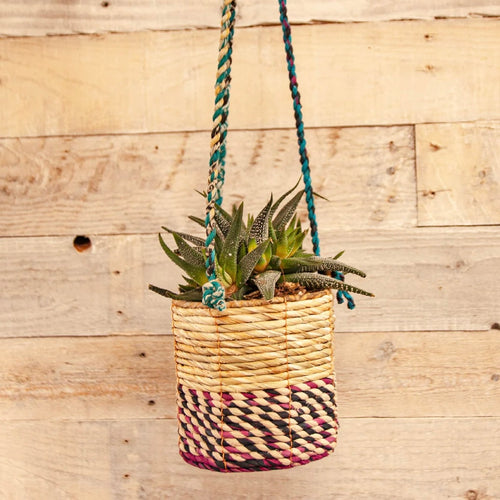 Artisan Hanging Plant Basket - Small Cylindrical