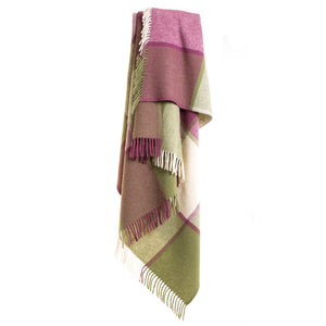Tweedmill Block Check Throw - Raspberry Blanket Pure New Wool