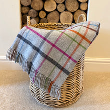 Load image into Gallery viewer, Variegated Windowpane Merino Throw: Grey/Multi