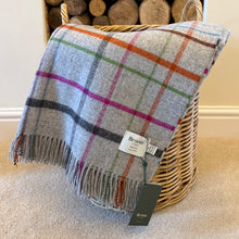 Load image into Gallery viewer, Variegated Windowpane Merino Throw: Grey/Multi