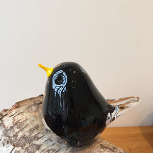 Glass Blackbird Pair Bird Sculpture Ornament