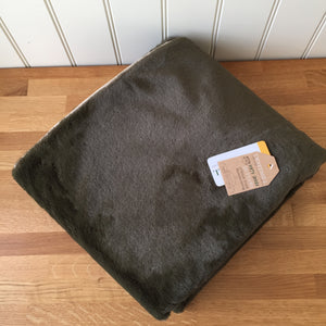 Tweedmill Olive Faux Fur Throw with Stone Suede Backing