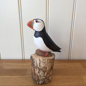 Archipelago Wood Carving Small Puffin Standing Bird Watching Country Gift