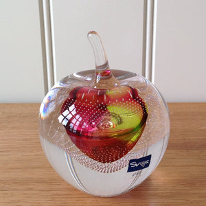 Svaja Forbidden Fruit Paperweight Red/Gold Bubbles Glass Ornament