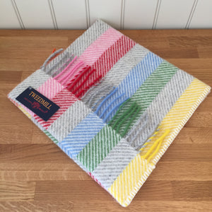 Tweedmill Baby Pram Blanket - Rainbow Grey Stripe 100% Pure New Wool