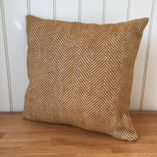 Load image into Gallery viewer, Tweedmill Fishbone Cushion - English Mustard Pure New Wool
