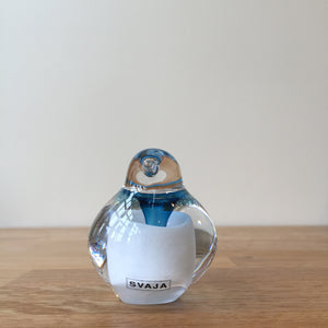 Svaja Basil Bird White/Teal Glass Ornament Paperweight