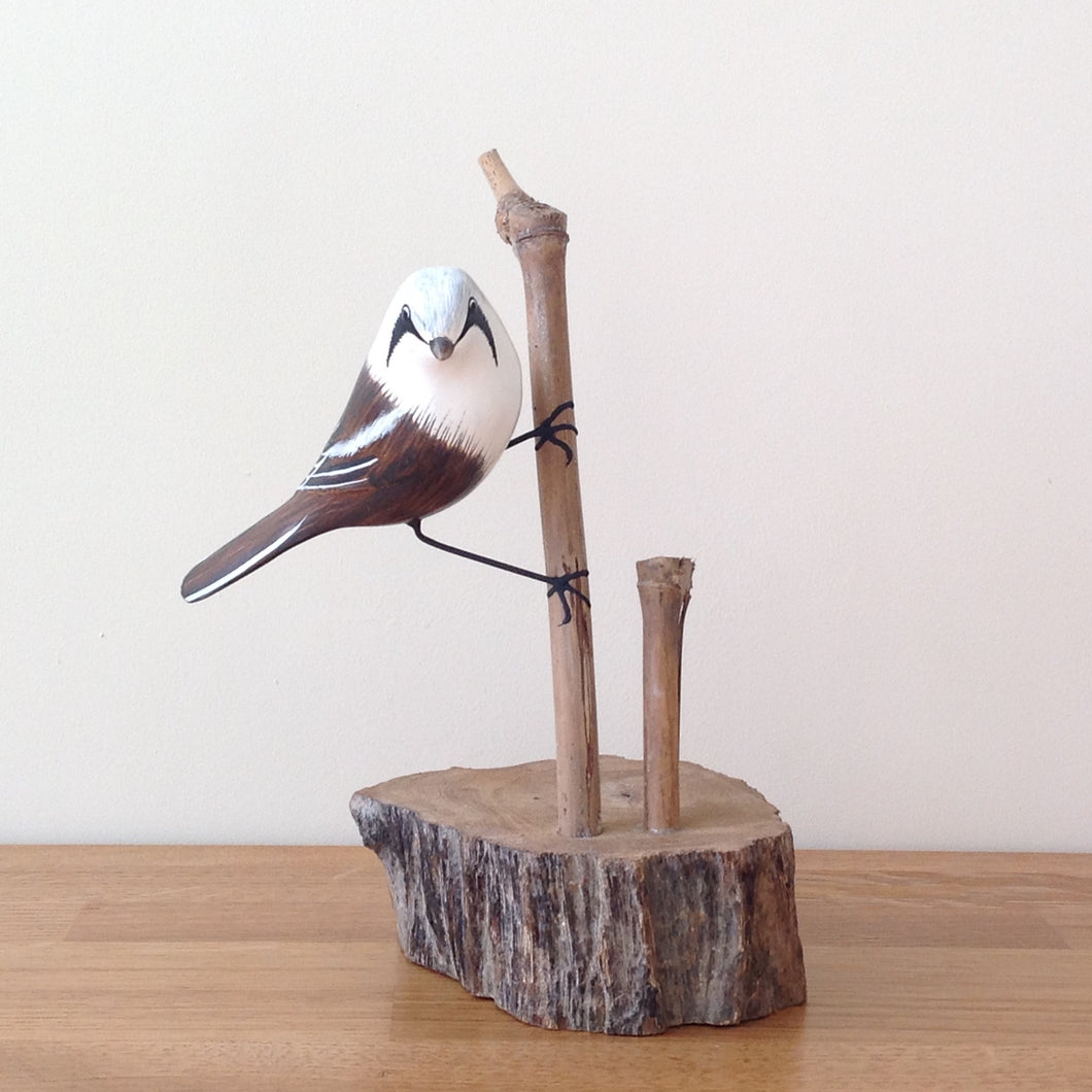 Archipelago Bearded Tit Wood Carving