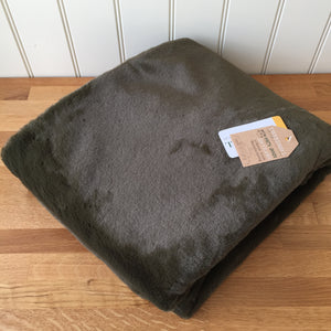 Tweedmill Olive Faux Fur Throw with Stone Suede Backing