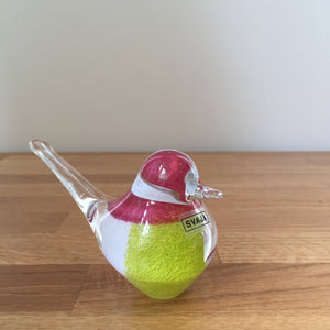 Svaja Basil Bird White/Lime/Cherry Glass Ornament Paperweight