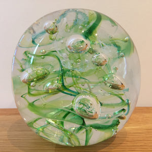 Teign Valley Glass Green Nebula  Paperweight