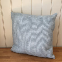 Load image into Gallery viewer, Tweedmill Pure New Wool Cushion Fishbone Duck Egg