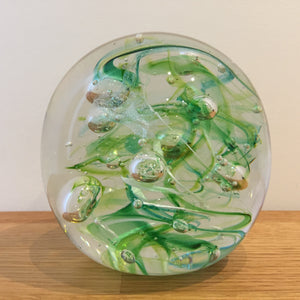 Teign Valley Glass Green Nebula  Paperweight