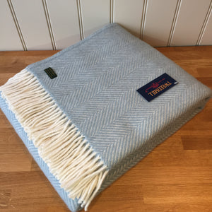 Tweedmill Fishbone Duck Egg Throw Pure New Wool Blanket