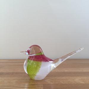 Svaja Basil Bird White/Lime/Cherry Glass Ornament Paperweight