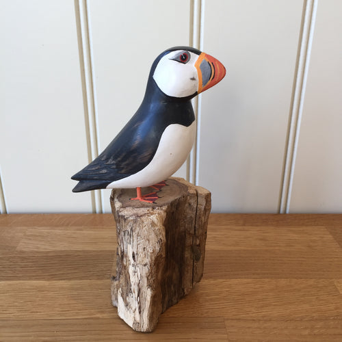 Archipelago Wood Carving Small Puffin Standing Bird Watching Country Gift