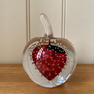 Svaja Forbidden Fruit Paperweight Pink Bubbles Glass Ornament