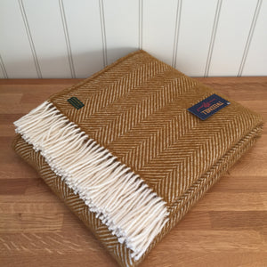 Tweedmill Fishbone English Mustard Throw Pure New Wool Blanket