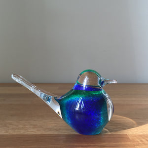 Svaja Basil Bird Teal/Blue Glass Ornament Paperweight