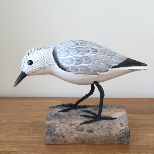 Archipelago Sanderling Feeding Wood Carving