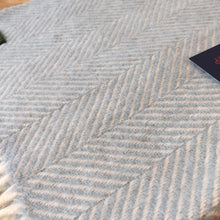 Load image into Gallery viewer, Tweedmill Duck Egg Fishbone Knee Rug / Small  Blanket Throw Pure New Wool