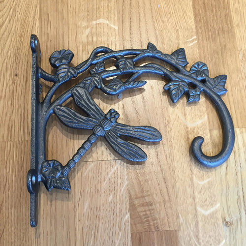 Small Antique Iron Dragonfly Plant Hanger