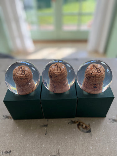 Champagne Cork Paperweights x 3 Custom Made Using Customers Personalised Wedding Corks With Initials On PRICE ON REQUEST