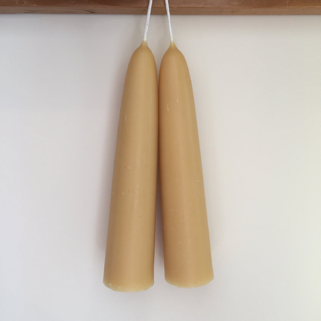 100% Natural Pure UK Beeswax Giant Stubby Candles x 1 Pair British Made