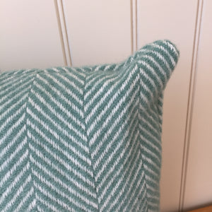 Tweedmill Fishbone Cushion Sea Green Pure New Wool