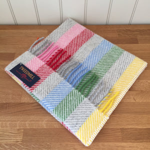 Tweedmill Baby Pram Blanket - Rainbow Grey Stripe 100% Pure New Wool