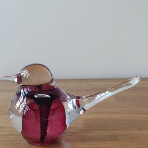 Svaja Basil Bird Pink Glass Ornament Paperweight