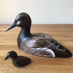 Archipelago Little Grebe With Chick Wood Carving
