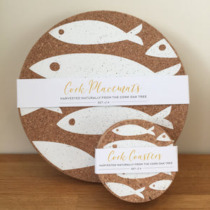 Cork White Fish Placemat Set Of 4