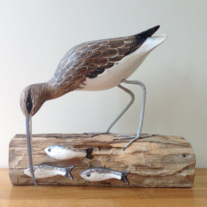 Archipelago Curlew Fishing Wood Carving