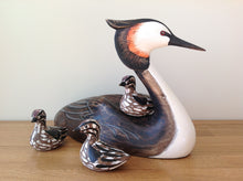 Load image into Gallery viewer, Archipelago Grebe With Three Chicks Wood Carving